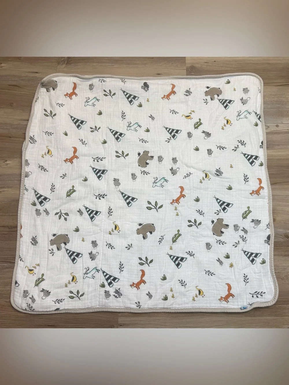 Little Unicorn Woodland Animal Muslin towel- Fox, Bear & Tree Print